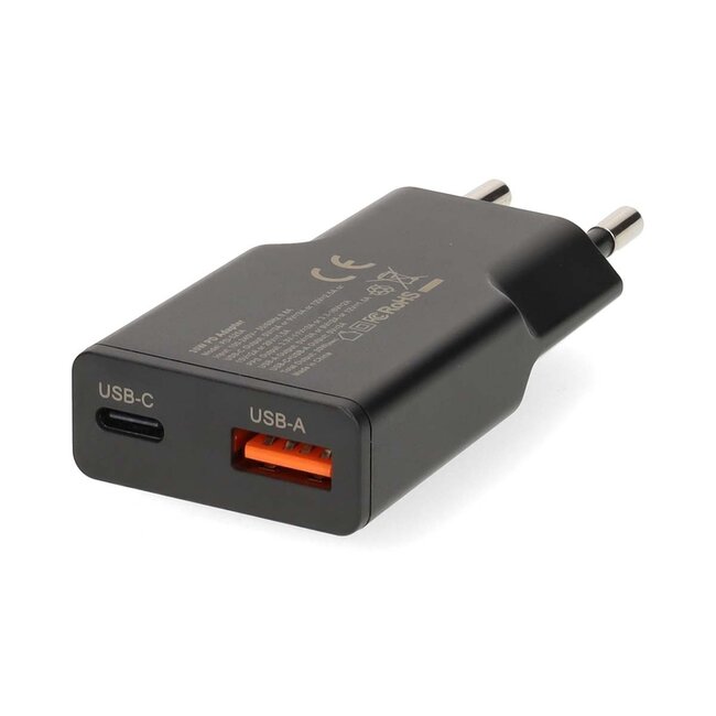 Nedis USB-Ladegerät | USB-C PD & USB-A QC | GaN | 30W | Schwarz