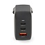 Nedis USB-Ladegerät | 2x USB-C PD & 1x USB-A QC | GaN | 70W | Schwarz