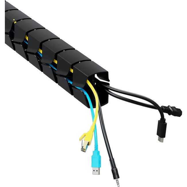 InLine Flexibler Kabelkanal für Schreibtisch | Tischklemme | 134 cm | Schwarz