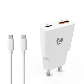 Nedis Nedis USB-Ladegerät | USB-C PD & USB-A QC | inkl. USB-C Kabel | GaN | 20W | Weiß