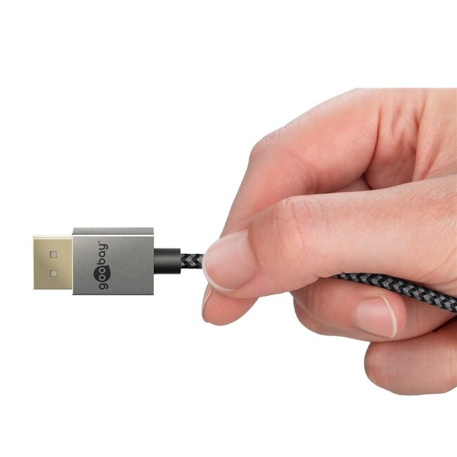 Goobay Plus DisplayPort Kabel | Slimline | DP2.1 (10K 60Hz) | UHBR10 (40Gbit/s) | 1 Meter
