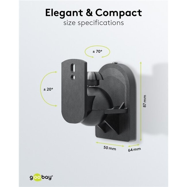 Goobay Lautsprecher-Wandhalterung | 4er Set | bis 3,5 kg | Schwarz