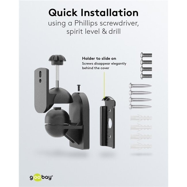 Goobay Lautsprecher-Wandhalterung | 4er Set | bis 3,5 kg | Schwarz