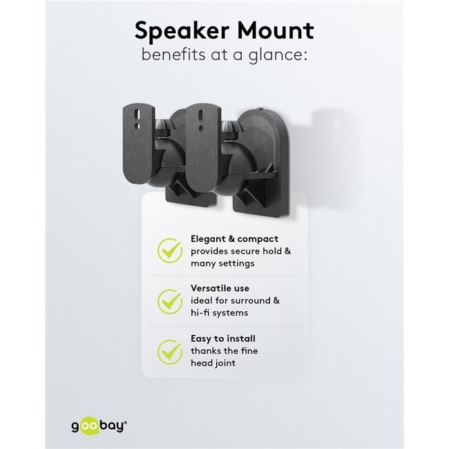 Goobay Lautsprecher-Wandhalterung | 4er Set | bis 3,5 kg | Schwarz