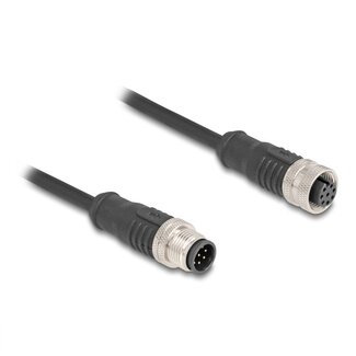 DeLOCK M12 8-polige A-codierte Industrielle Netzwerkkabel Verlängerung | CAT5e | PVC | 1 Meter