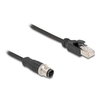 DeLOCK M12 4-pol D-codiert (m) - RJ45 (m) Industriekabel | CAT5e | PU | 0,5 m
