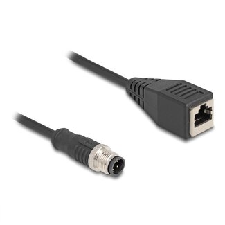 DeLOCK M12 4-pol D-codiert (m) - RJ45 (w) Industriekabel | CAT5e | PU | 0,5 m