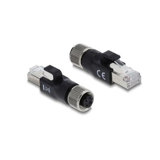 DeLOCK M12 4-pol D-codiert (w) - RJ45 (m) Industrie Netzwerkadapter | CAT5e | PVC