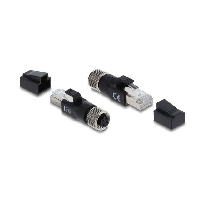 M12 4-pol D-codiert (w) - RJ45 (m) Industrie Netzwerkadapter | CAT5e | PVC