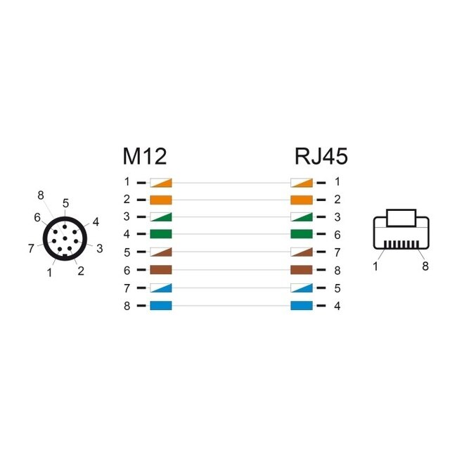 M12 8-pol A-codiert (m) - RJ45 (m) Industriekabel | CAT5e | PVC | 2 m