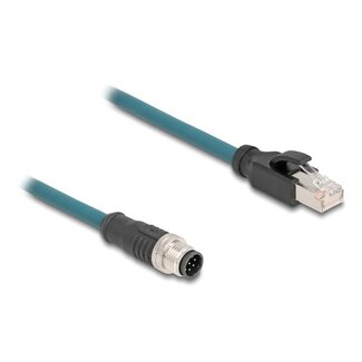 DeLOCK M12 8-polig A-codiert (m) - RJ45 (m) Industriekabel | CAT5e | PUR | 0,50 m