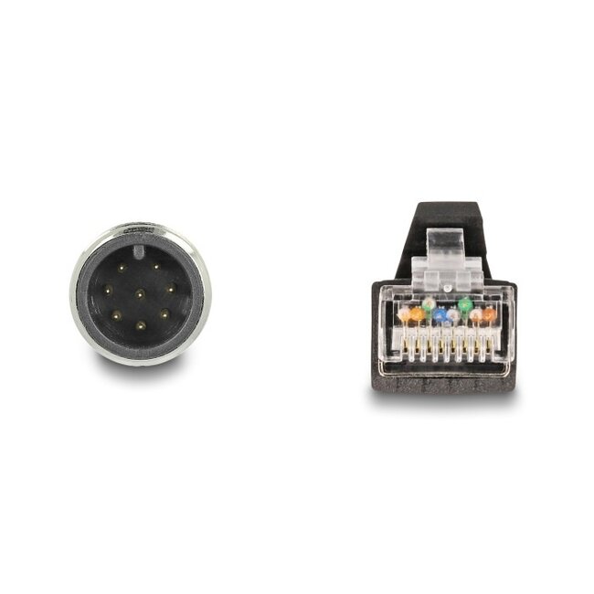 M12 8-polig A-codiert (m) - RJ45 (m) Industrie Netzwerkkabel | CAT5e | PUR | 1 Meter