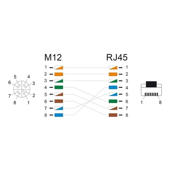 M12 8-polig X-codiert (w) - RJ45 (m) Industriekabel | CAT5e | PVC | 3 Meter