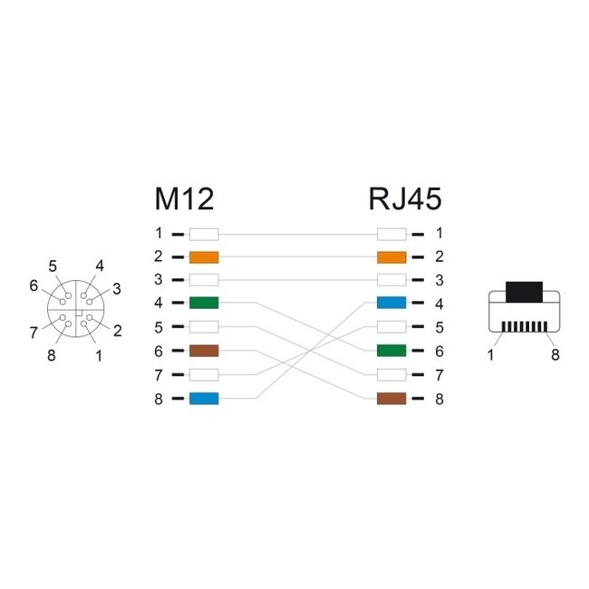 M12 8-pol X-codiert (V) - RJ45 (m) Industriekabel | CAT6a | PUR | 0,50 m