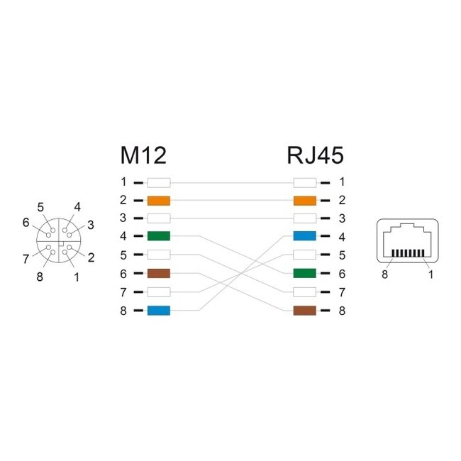 M12 8-polig X-codiert (w) - RJ45 (w) Industriekabel | CAT6a | PUR | 0,50 m