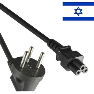 DINIC C5 Stromkabel gerade - Typ H / Israel (winklig) | 3x 0,75mm² | Schwarz | 1,8 m