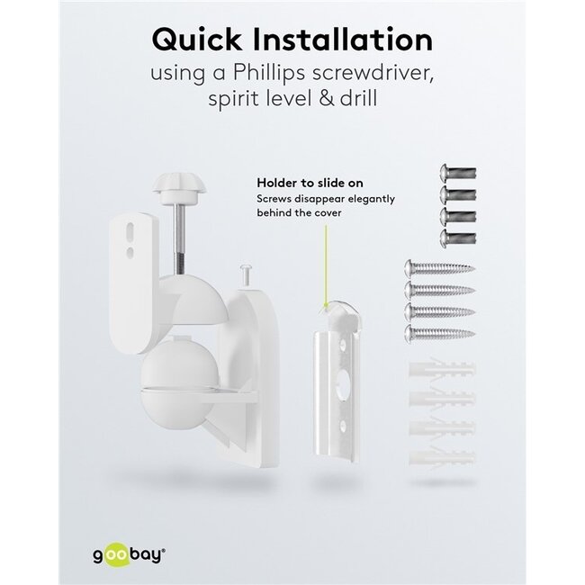 Goobay Lautsprecher-Wandhalterung | 4er Set | bis 3,5 kg | Weiß