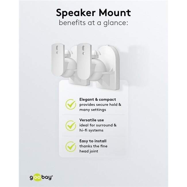 Goobay Lautsprecher-Wandhalterung | 4er Set | bis 3,5 kg | Weiß