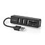 Nedis USB 2.0 Hub mit 3 Ports und Kartenleser | busbetrieben | 0,10 m