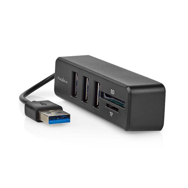 Nedis USB 2.0 Hub mit 3 Ports und Kartenleser | busbetrieben | 0,10 m