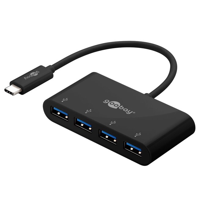 Goobay USB-Hub (USB-C) | 4x USB-A | USB 3.0 5 Gbps | Schwarz | 0,15 m
