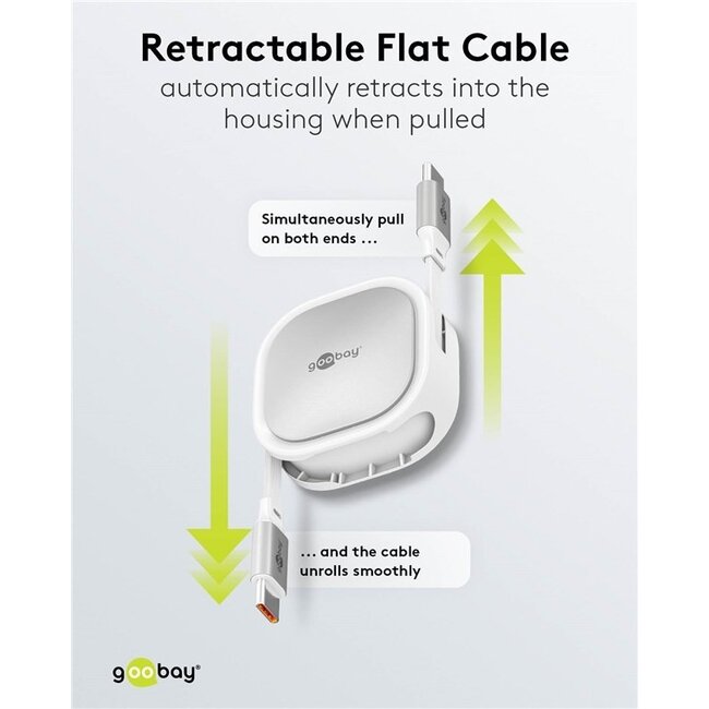 Goobay USB-C ausziehbares Kabel | USB 2.0 | 15W | Weiß | 1 Meter
