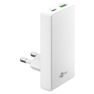 Goobay Goobay Flacher USB-Lader | USB-C PD + USB-A QC | GaN | 45W | Weiß