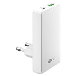 Goobay Goobay Flach USB-Ladegerät | USB-C PD + USB-A QC | GaN | 65W | Weiß