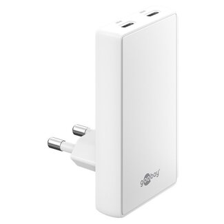 Goobay Goobay Flach USB-Ladegerät | 2x USB-C PD | GaN | 65W | Weiß