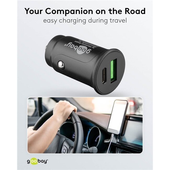 Goobay USB Auto-Ladegerät | USB-C PD & USB-A QC | 27W