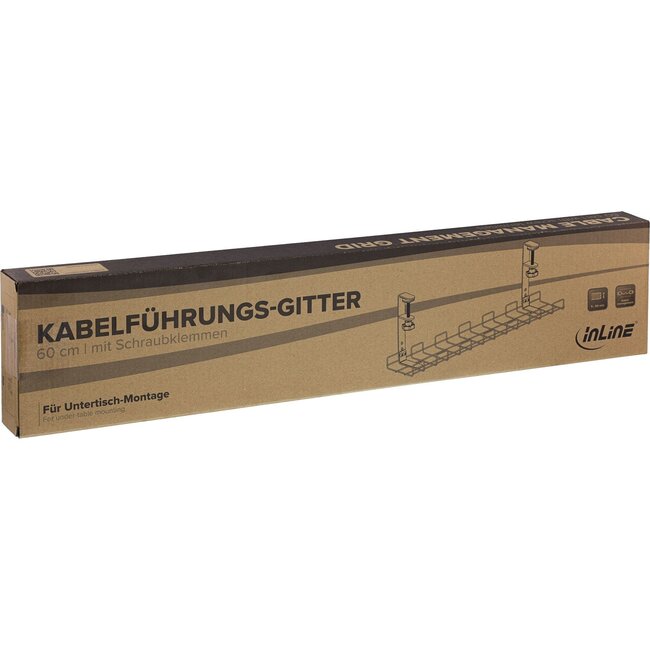 InLine Schreibtisch-Kabelkanal mit Klemmhalterung | 60 x 14,8 cm | Schwarz