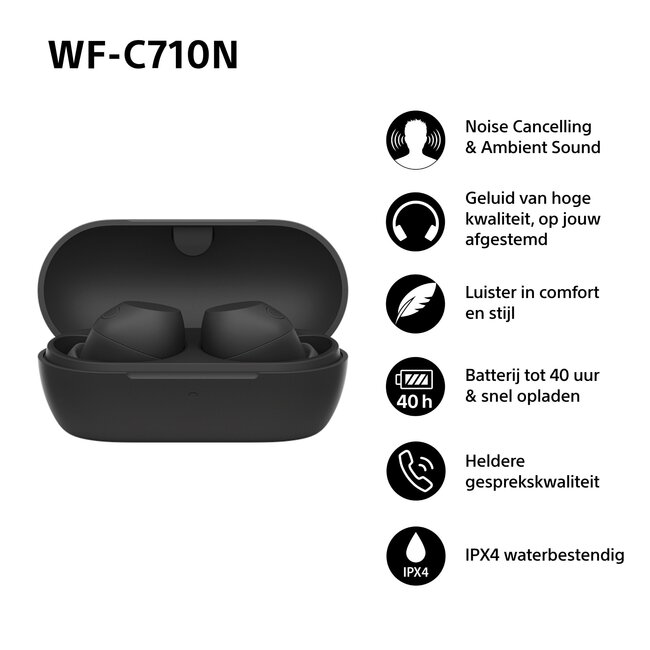 Sony In-Ear Kopfhörer mit Mikrofon | Noise Cancelling | TWS | Bluetooth | Schwarz