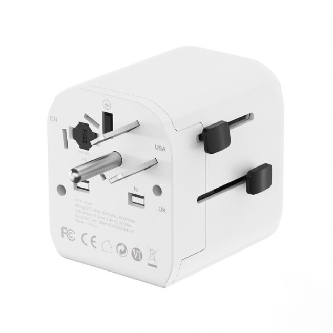 Gembird Reiseadapter mit USB-Ladegerät | 2x USB-A | 12W