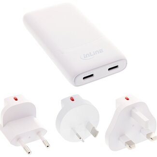 InLine InLine USB Reise-Ladegerät Set | 2x USB-C PD | GaN | 65W | Weiß