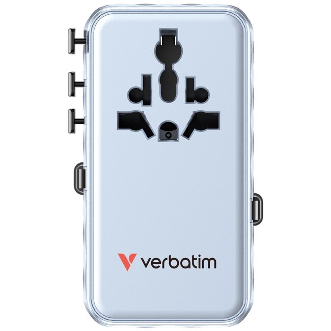 Verbatim CNT-70/2C Universal Reiseadapter | 1x USB-A + 3x USB-C | GaN | 70W | Blau