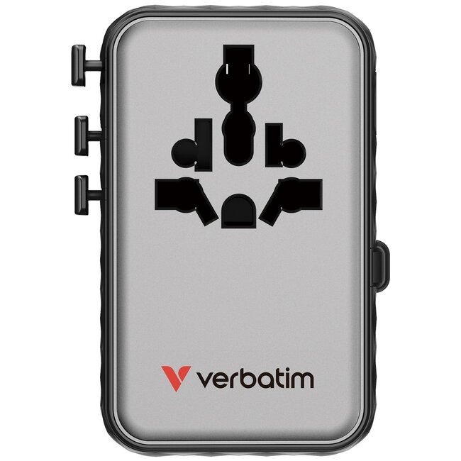 Verbatim CNT-100C/7 Universal Reiseadapter | 2x USB-A + 3x USB-C | GaN | 100W | Schwarz