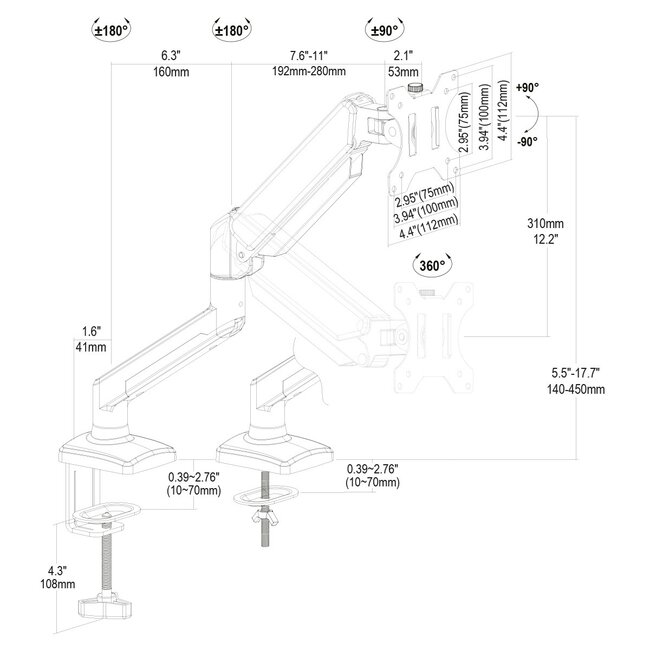 My Wall Schwenkarm | 1 Monitor bis 32 Zoll | Interaktiv | Schwarz