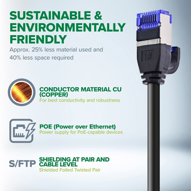 SFTP CAT6a Slimline Flexibles Netzwerkkabel | TPE LSZH | Rot | 1 Meter