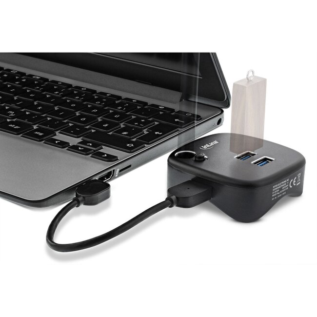 InLine USB-A zu RJ45 + 2x USB-A + (Micro) SD Adapter | USB 3.0 | CAT6 | 0,15 m