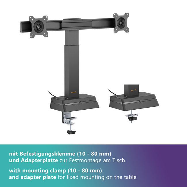 My Wall Schwenkarm | 2 Monitore bis 27 Zoll | Eye Tracker Höhenverstellung | Schwarz