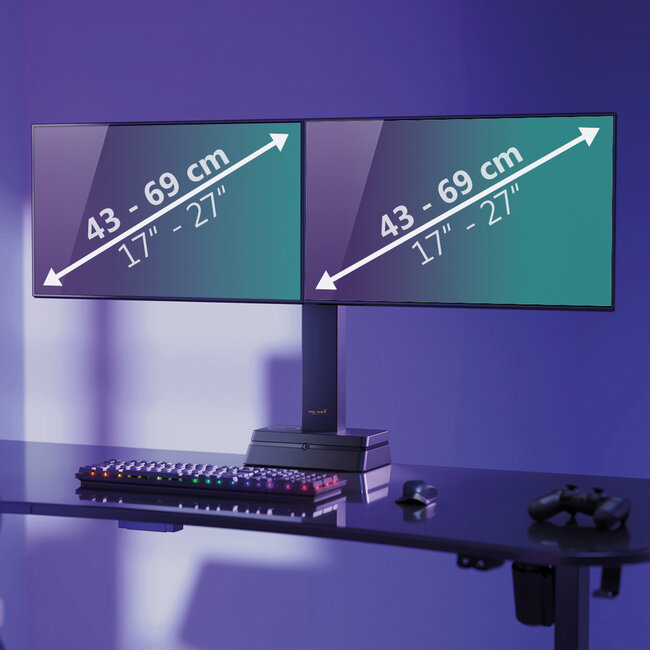 My Wall Schwenkarm | 2 Monitore bis 27 Zoll | Eye Tracker Höhenverstellung | Schwarz