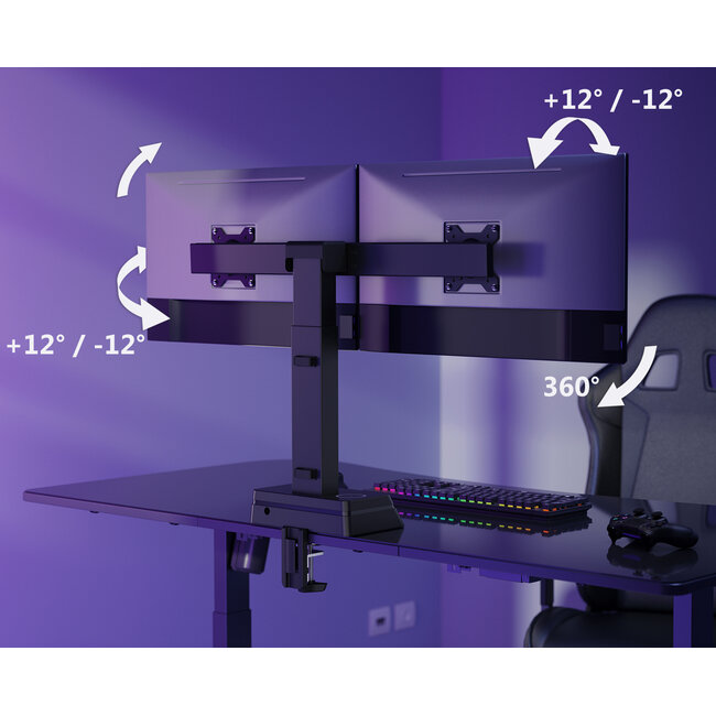 My Wall Schwenkarm | 2 Monitore bis 27 Zoll | Eye Tracker Höhenverstellung | Schwarz