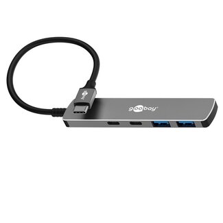 Goobay Goobay USB-Hub (USB-C) | 2x USB-A + 2x USB-C | USB 3.0 5 Gbps | Aluminium | 0,10 m