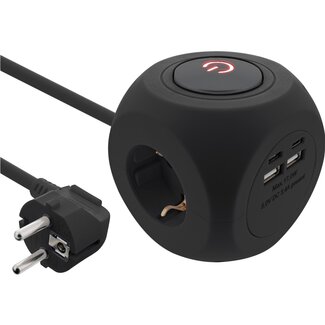 InLine InLine Steckdosenleiste | 3 Steckplätze | USB-A + USB-C | Schwarz | 2 Meter