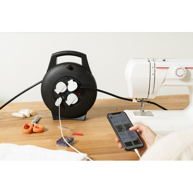 Brennenstuhl Vario-Line Kabelbox | 3 Steckdosen + 2x USB-A | Schwarz | 10 Meter