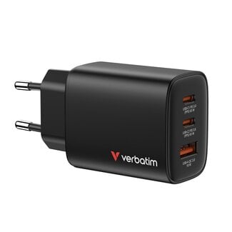 Verbatim Verbatim USB-Ladegerät | 2x USB-C PD & 1x USB-A QC | GaN | 65W | Schwarz