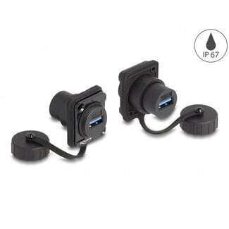 DeLOCK USB-A D-Typ Modul mit Schutzkappe | USB 3.0 5 Gbps | IP67 | Schwarz