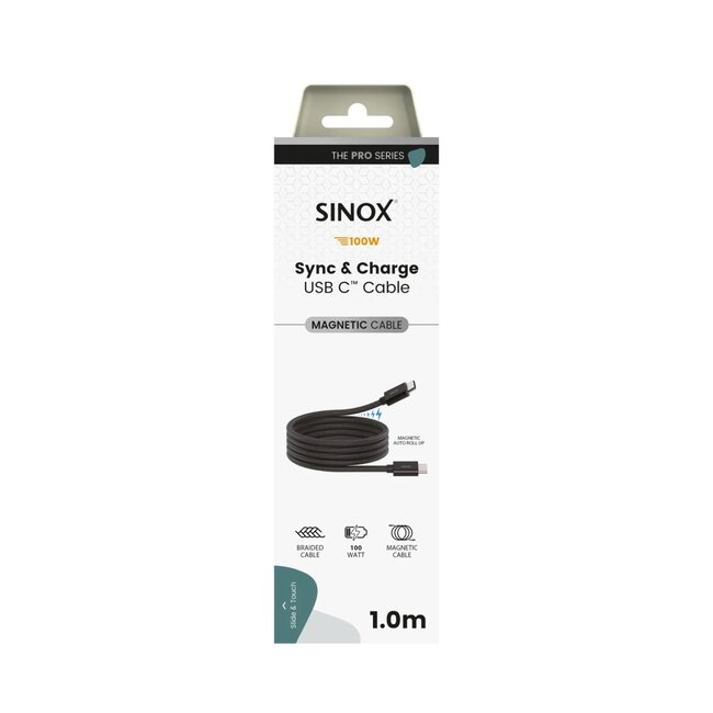 Sinox PRO USB-C Magnetkabel | USB 2.0 | PD 100W | Nylon | 1 Meter