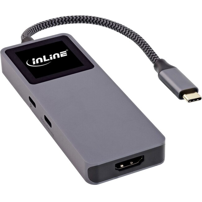 InLine USB-C auf HDMI 4K 60Hz, USB-A & USB-C PD 100W Adapter | Display | 0,15 m