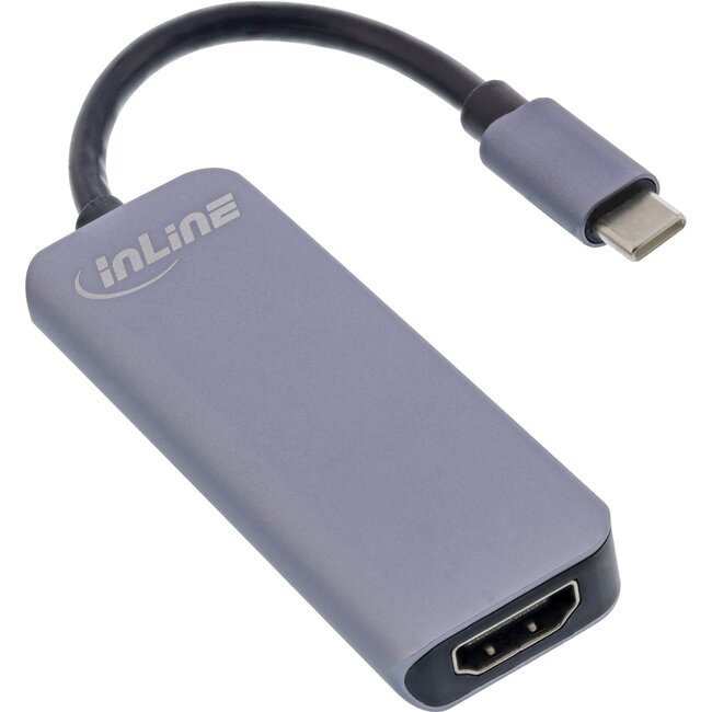 InLine USB-C auf HDMI 4K 30Hz, USB-A & USB-C PD 87W Adapter | Aluminium | 0,15 m